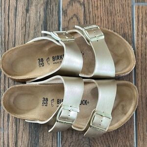 Birkenstock /  Gold Sandals with Adjustable Buckles and Cork Footbed